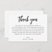 Invitation Noir et blanc merci. Note de mariage moderne (Devant / Derrière)