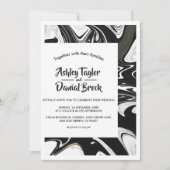 Invitation Noir Et Blanc Minimal Abstrait Mariage Moderne (Devant)