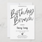 Invitation Noir et blanc Minimal Anniversaire Brunch Invitati (Devant)