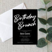 Invitation Noir et blanc Minimal Anniversaire Brunch Invitati