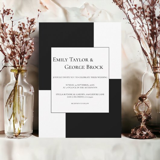 Invitation Noir Et Blanc Minimal Chic Simple Mariage moderne