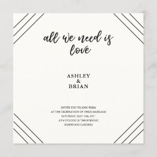 Invitation Noir et blanc minimal d'amour