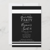 Invitation Noir et blanc Minimal doux minimum 16 Anniversaire (Devant)