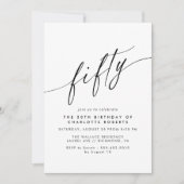 Invitation Noir et blanc minimal moderne 50e anniversaire (Devant)