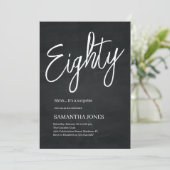 Invitation Noir et blanc moderne 80e fête d'anniversaire (Debout devant)
