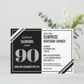 Invitation Noir et blanc moderne 90e anniversaire surprise (Debout devant)
