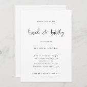 Invitation Noir et blanc moderne | Brunch et bulle (Devant / Derrière)