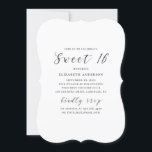 Invitation Noir et blanc moderne calligraphie simple Sweet 16<br><div class="desc">Calligraphie noir et blanc Sweet 16 anniversaire invitation. Veuillez me contacter si vous avez besoin d'autres articles.</div>
