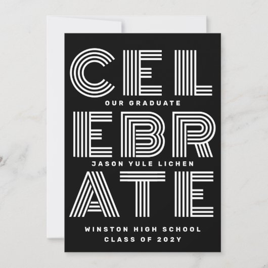 Invitation NOIR ET BLANC MODERNE | Classe de GRAD PARTY 2024 (Devant)