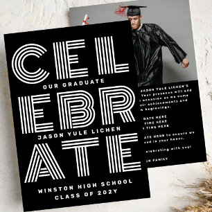 Invitation NOIR ET BLANC MODERNE   Classe de GRAD PARTY 2024