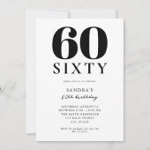 Invitation Noir et blanc moderne Élégant 60e anniversaire (Devant)