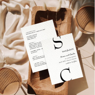 Invitation Noir et blanc moderne Enregistrer le Mariage de da