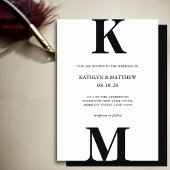 Invitation Noir et blanc moderne Gras Mariage Monogramme