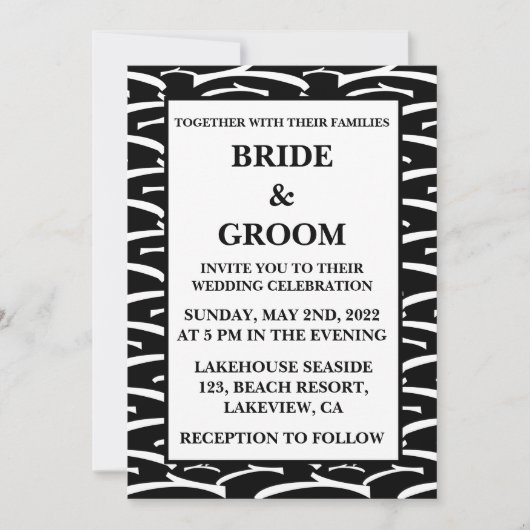 Invitation Noir et blanc moderne Grille Mariage de luxe (Devant)