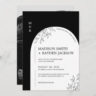 Invitation Noir et blanc Moderne Mariage Arche simple