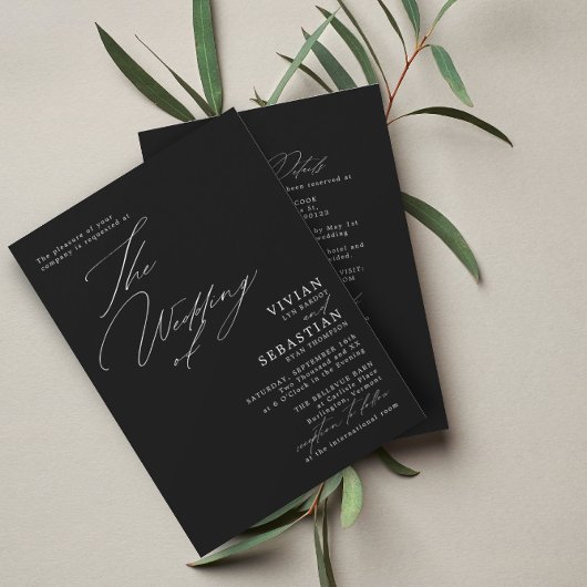 Invitation Noir et Blanc moderne Mariage RSVP QR Code