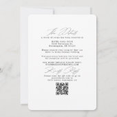 Invitation Noir et Blanc moderne Mariage RSVP QR Code (Dos)