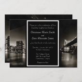 Invitation Noir et blanc moderne New York à la Mariage de nui (Devant / Derrière)