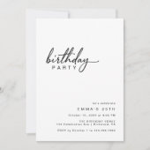 Invitation Noir et Blanc Moderne Typographie Minimale Anniver (Devant)