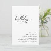 Invitation Noir et Blanc Moderne Typographie Minimale Anniver (Debout devant)