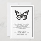 Invitation Noir et blanc | Papillon | MARIAGE (Devant)