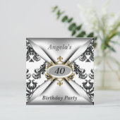 Invitation noir et blanc pour fête d'anniversaire  (Debout devant)