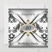 Invitation noir et blanc pour fête d'anniversaire  (Devant)