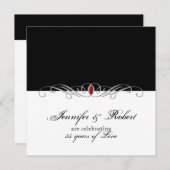 Invitation Noir et Blanc Rubis Accent Célébration de Mariage (Devant / Derrière)