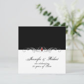 Invitation Noir et Blanc Rubis Accent Célébration de Mariage (Debout devant)