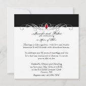 Invitation Noir et Blanc Rubis Accent Célébration de Mariage (Dos)