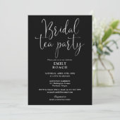 Invitation Noir Et Blanc Script Bridal Tea Party Douche (Debout devant)