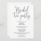 Invitation Noir Et Blanc Script Bridal Tea Party Douche (Devant / Derrière)