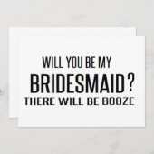 Invitation Noir et blanc serez-vous ma servante d'honneur drô (Devant / Derrière)