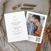 Invitation Noir et blanc simple code QR de mariage élégant