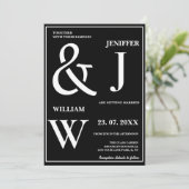 Invitation Noir et blanc Simple Élégant Mariage moderne (Debout devant)