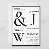 Invitation Noir et blanc Simple Élégant Mariage moderne (Devant)