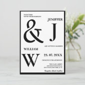 Invitation Noir et blanc Simple Élégant Mariage moderne (Debout devant)