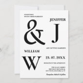 Invitation Noir et blanc Simple Élégant Mariage moderne (Devant)