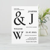 Invitation Noir et blanc Simple Élégant Mariage moderne (Debout devant)