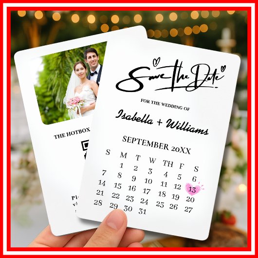 Invitation Noir et blanc Simple élégant Mariage QR moderne