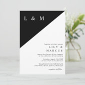 Invitation Noir Et Blanc Simple Mariage Élégant Code QR (Debout devant)