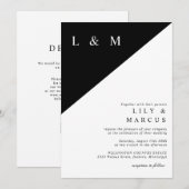 Invitation Noir Et Blanc Simple Mariage Élégant Code QR (Devant / Derrière)