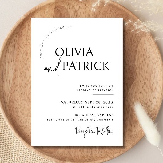 Invitation Noir et blanc Simple minimaliste moderne Mariage