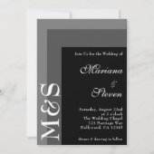 Invitation Noir et blanc Simple moderne Mariage de script chi (Devant)
