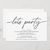 Invitation Noir et blanc | Simple Moderne N'Importe Quel Âge  (Devant / Derrière)