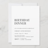 Invitation Noir et blanc simples | Dîner d'anniversaire moder (Devant)