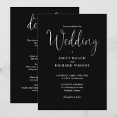Invitation Noir Et Blanc Tout En Un Élégant Mariage Script (Devant / Derrière)
