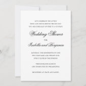 Invitation Noir et blanc traditionnel Elégant Mariage Douche (Devant)