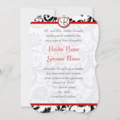 Invitation Noir et blanc Victorian Damask Red Trim Mariage (Dos)