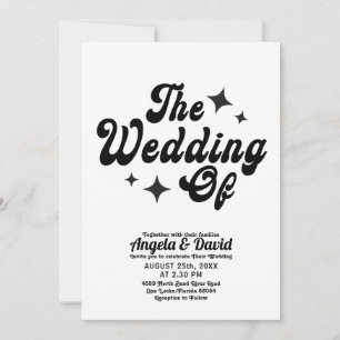 Invitation noir et blanc Vintage rétro script Mariage